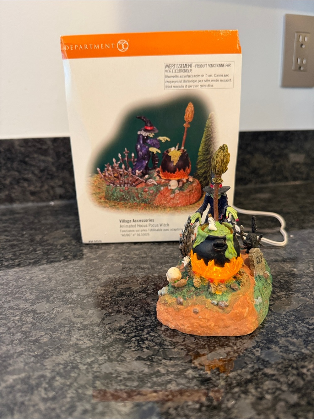 Department 56 Halloween Witch Cauldron Figurine - Orange, Black, Green, Purple
